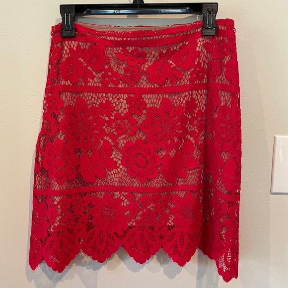 FOR LOVE AND LEMONS Gianna Lace Mini Skirt in Hot Red sz M - Picture 6 of 9